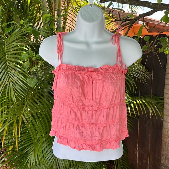 VERO MODA Pink Shoulder Tie Tank Top size small - Picture 3 of 11